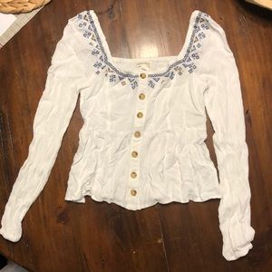 Aeropostale Embroidered, White, Longsleeve S Top